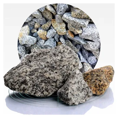 Produktbild von Granit Gabionensteine gelb-grau 60-120 mm 25 kg, farbechte Bruchsteine für Gabionen und Steinkörbe, robust und witterungsbeständig