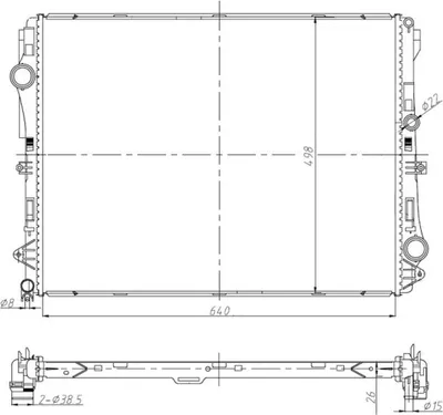 Produktbild von Kühler Motor Kühlrippen gelötet 640 - 498 mm NRF für u.a. MERCEDES-BENZ S-KLASSE