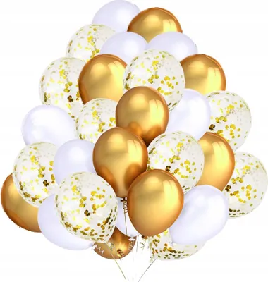Produktbild von Luftballonset Weiß, Gold, Konfetti 30-tlg.