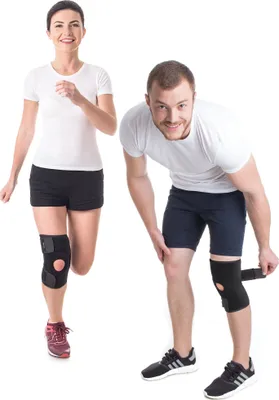 Immagine prodotto di Taglia L, ginocchiera in neoprene con stabilizzatori - ginocchiera - ortesi per ginocchio con chiusura in velcro regolabile