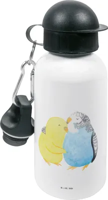 Produktbild von Mr. & Mrs. Panda Trinkflasche Wellensittich Liebe - Weiß - Geschenk, Verknallt, Kinder, Vertrauen, Kindergarten, Freundin, Kuscheln, Sportflasche, Wasserflasche, Umarmen