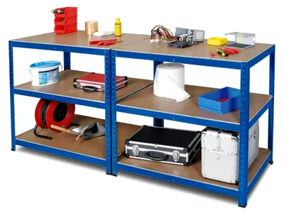 Produktbild von Arbeitstisch/Werktisch/Packtisch 900x1800x600 mm, 2 Ablageebenen, Stahl, kunststoffbeschichtet