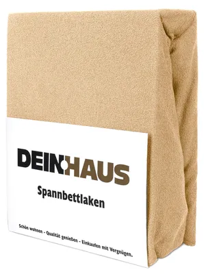 Produktbild von Spannbettlaken Frottee Baumwolle, hautfreundlicher Stoff, Bettlaken mit Gummizug Beige 200 x 220 cm