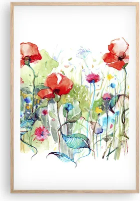Produktbild von Gerahmtes Poster - Rahmen in heller Eiche - Blumen Wiese Blatt Natur - 61x91,5 cm - Wand Bild - Wanddeko - Wandbilder - Wandposter - Bilderrahmen - Bilder - Kunstdruck - Wandbild - P2NPA61x91-3076