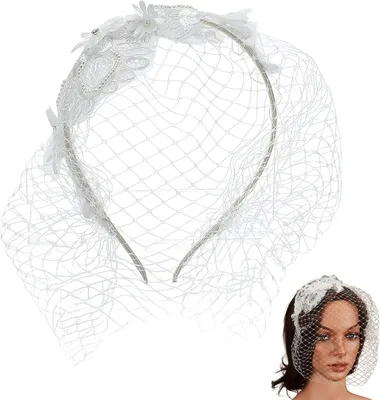 Produktbild von Fascinator-Hut der 1920er-Jahre mit Netz, Blumen und Stirnband, weiße Vintage-Kopfbedeckung für Hochzeiten, Tee- und Cocktailpartys, Damenfeiern und Halloween