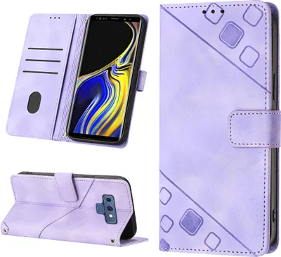 Produktbild von Hülle für Samsung Galaxy Note 9 Prägung Flip Leder Brieftasche Schutzhülle mit Ständer Lila