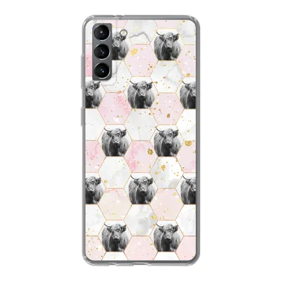 Produktbild von MuchoWow® Handyhülle Schutzhülle Hülle für Samsung Galaxy S21 Plus Schottischer Highlander - Muster - Gold Silikon Softcase Handy Hülle - Handy-Tasche