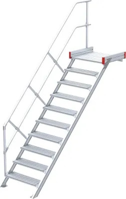 Produktbild von Euroline 511 Podesttreppe 45° 800mm Stufenbreite 10 Stufen Alu gerieft
