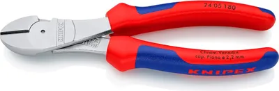 Produktbild von Knipex Kraftseitenschneider DIN ISO 5749 Länge 180mm mit Facette Chrom 2K-Hüllen - 74 05 180 SB