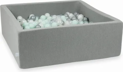 Produktbild von Trockenbecken grau 110x110x40 mit 600 Bällen: transparent, perl, silber, hellmint