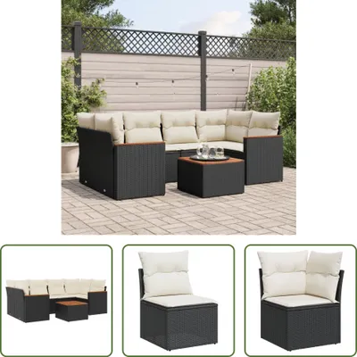 Produktbild von The Living Store 7-tlg. Garten-Sofagarnitur mit Kissen Schwarz Poly Rattan