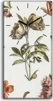 Produktbild von Wandbild Leinwand Bilder mit Uhr Geräuschlos 30x60 Gemälde Blumen Pflanzen Kunst - schwarze Hände