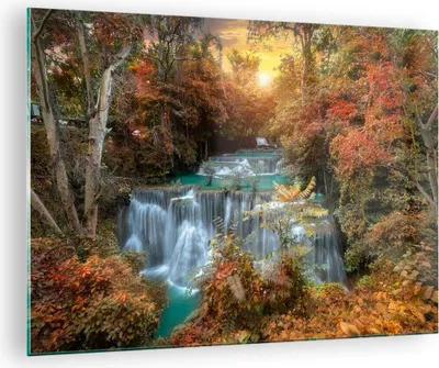 Produktbild von Bilder auf glas - Park Wasserfall Wasser - 70x50cm - Glasbilder - Wandbilder - Kunstdruck - zum Aufhängen bereit - Wanddekoration aus Glas - Glas Bilder - Wandbild auf Glas - Einteilig - GAA70x50-3995