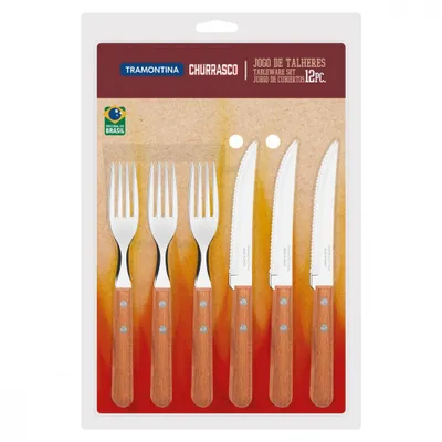 Imagen del producto de DYNAMIC, juego de cubiertos para carne, 12 piezas, madera natural