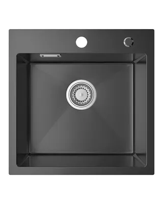 Produktbild von Sofetiy max Spülbecken Schwarz 45x45cm, Spüle /Schwarz Anthrazit, Küchenspüle Edelstahl für Unterschränke ab 45cm Breite, inkl Siphon