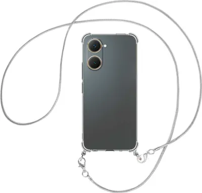 Produktbild von Handykette Backcover-Schutzhülle mit Band (Metall silberfarben) für vivo Y03 4G - silberfarbene Snake-Kette