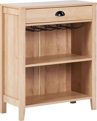 Produktbild von BELIANI Sideboard mit Schublade Hellbraun Holzoptik Glashalter Elegant Weinschrank Aufbewahrung Stauraum Wohnzimmer Küche Flur