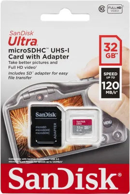 Obrázek produktu pro SanDisk Karta paměti Ultra microSDXC 32GB, SD adaptér, 120MB/s Class 10 UHS-I A1