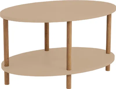Produktbild von Couchtisch 'Højreby' oval Beine aus Buchenholz 70 x 44 x 43 cm Cappuccino