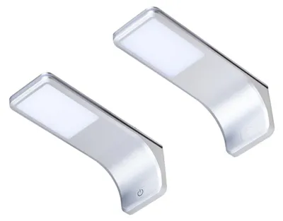 Image de kalb | Lampe LED encastrable, intensité variable avec interrupteur tactile, gris argenté, lot de 2, blanc neutre