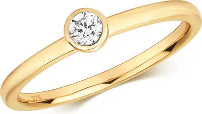 Produktbild von Funkelndes Feuer 9 Karat (375) Gold Damen - Diamant Solitärring Brillant-Schliff 0.10 Karat HI - I1, 53 (16.9); TRS347789KYRSM