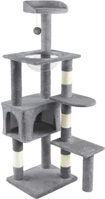 Produktbild von VOUNOT® Kratzbaum Groß für Katzen, Katzenbaum mit Sisalstamm, 138cm, Grau