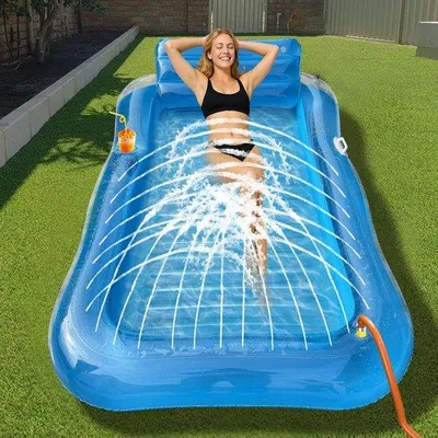 Produktbild von Unyqoos® Luftmatratze für Erwachsene mit integrierter Sprühfunktion und Wasseranschluss – aufblasbare Wasserhängematte, Mini-Pool, ergonomisch, hautfreundlich, leakfrei