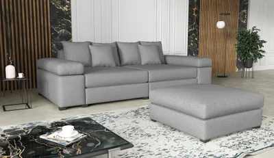 Produktbild von Big Sofa Megasofa Riesensofa AREZZO inkl. Hocker Stoff Now or Never Hellgrau