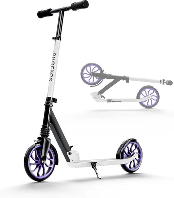 Imagen del producto de Patinete infantil y juvenil de aluminio, con ruedas de 20,3 cm, con altura ajustable, plegable, para niños y niñas