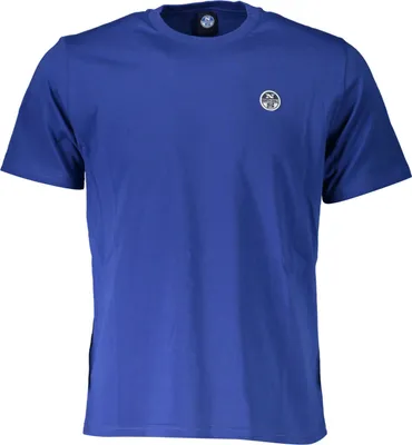 Produktbild von Kurzarmp-T-Shirt Herren Blau mit Applikation & Rundhalsausschnitt