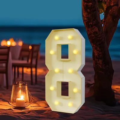 Produktbild von Leuchtzahl Deko - LED Zahl 2 - Höhe 100 cm - 3D-Design - Warmweiß 2000–3000 K - Kraftkarton - Weiß