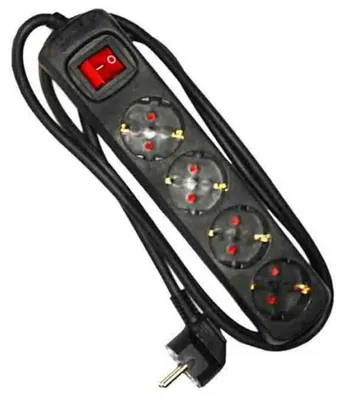 Produktbild von Edm Mit 4 Schaltsteckdosen Mehrfachsteckdose 3x1.5 Mm 1.5 M Schwarz One Size / EU Plug 220V Schwarz One Size