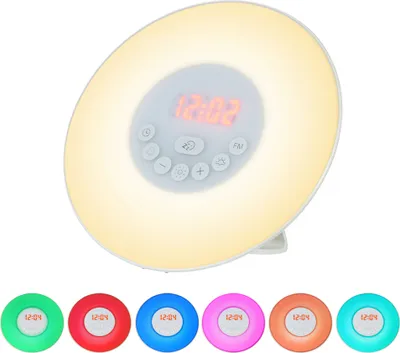 Produktbild von Wake Up Light Wecker Sonnenaufgang / Sonnenuntergang Simulation Digital Clock mit FM Radio 7 Farben Licht Natur Sounds Snooze-Funktion Touch Control