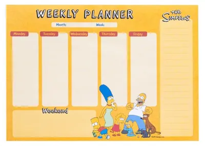Obrázok produktu pre Plánovač na týždeň, formát A4, s motívom Simpsonovcov