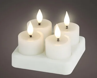 Produktbild von LED Teelichter 6cm Kunststoff - Wachs 4 Stück Weiß / Warmweiß