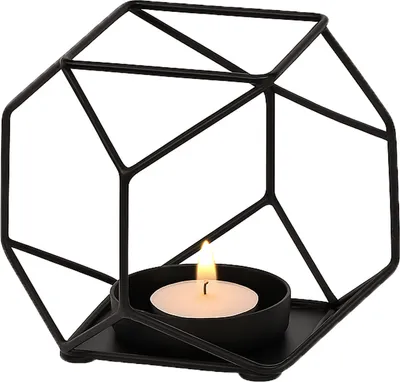 Produktbild von Marrakesch Deko Aesthetic Windlichter Metall Draht 11 cm groß schwarz | Windlicht Teelichthalter Sarpene -1- als Balkondeko & Wohnzimmer Tisch Deko | Exquisite Kerzenständer modern für Kerzen
