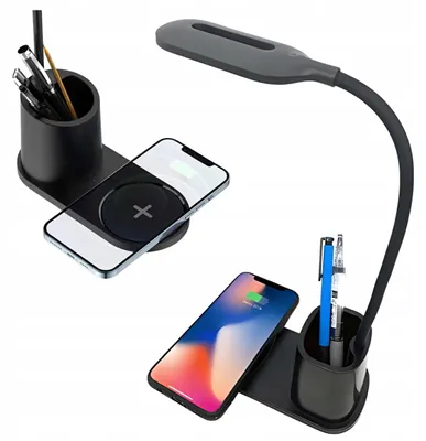 Produktbild von Smartled Schreibtischlampe LED mit kabellosem Ladegerät Schwarz