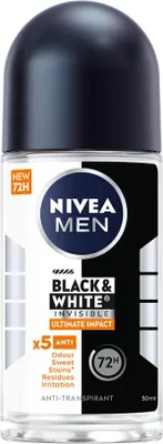Immagine prodotto di NIVEA MEN - Deodorante Roller - Black & White Ultimate Impact - 50 ml - 1 pezzo