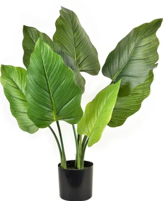 Image de Plante artificielle en pot en plastique Viridis Allocasia, H 65 cm, pot Ø 12 cm, vert, 1 pièce