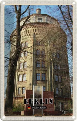 Produktbild von vianmo Blechschild 18x12 cm Berlin Wasserturm Bildmotiv Reisemotiv Abenteuer Reisen