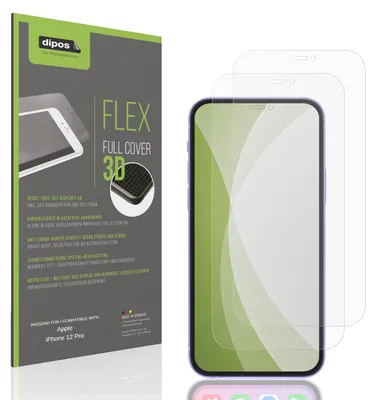Produktbild von 2x Full Cover Schutzfolie matt für Apple iPhone 12 Pro Panzerfolie Anti-Shock