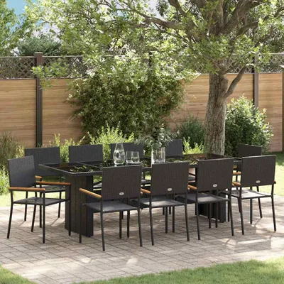 Produktbild von Möbel Garten Essgruppe 11 pcs Schwarz Poly Rattan - 7587005