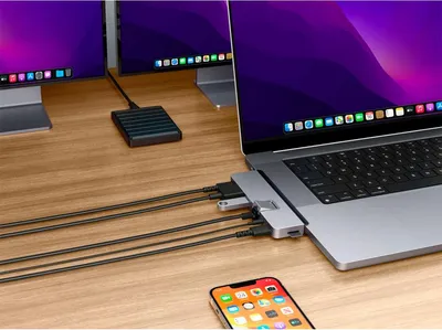 Produktbild von HyperDrive DUO Pro - Dockingstation - USB-C x 2 - HDMI, USB4 - 1GbE - für Apple MacBook Air, MacBook Pro