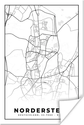 Produktbild von MuchoWow® Poster Norderstedt - Karte - Stadtplan 120x180 cm - Kunstposter