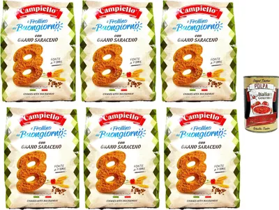 Produktbild von Campiello il Frollino del Buongiorno con Grano Saraceno, Shortbread mit Buchweizen, biscuits cookies 100% Italienische Kekse 6x 700g + Italian Gourmet polpa 400g
