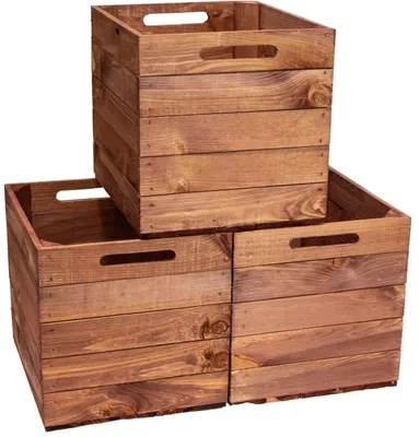 Produktbild von 3er set Holzkiste Vintage Ocker passend für Kallax und Expeditregale