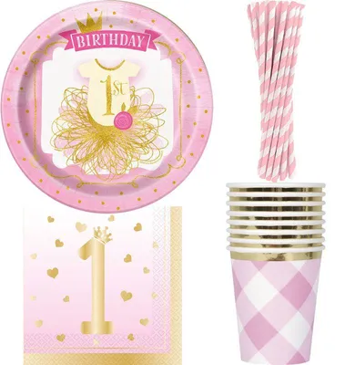 Produktbild von 1. Geburtstag Deko Mädchen Ballerina Party rosa Partyset Kindergeburtstag