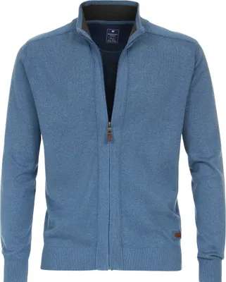 Produktbild von REDMOND Casual Herren Strickjacke Stehkragen Zipper Regular-Fit Blau L