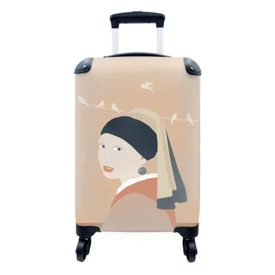 Produktbild von MuchoWow® Koffer Handgepäck Trolley Rollkoffer Kleine Reisekoffer mit 4 Rollen - Pastell - Mädchen - Perle - Cabin Size < 55x40x23 cm & 55x40x20 cm - Fotokoffer - Kabinenkoffer - Boardgepäck - Reise-Box - Reisekoffer - Reisegepäck - Koffer mit Bild - Trolley für Kinder