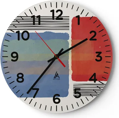 Produktbild von Wanduhr - Rund - Glasuhr - Stück Geometrisch Rechtecke - 30x30cm - Schleichendes Uhrwerk - Lautlos - zum Aufhängen bereit - Dekoration Modern - Wanddekoration aus Glas - C4AR30x30-4809